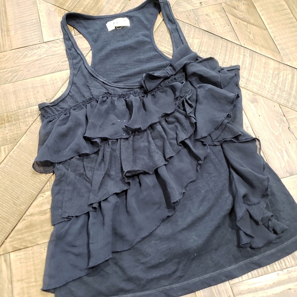 Hollister Ruffle Tank Top Navy Blue Size M - Picture 2 of 8